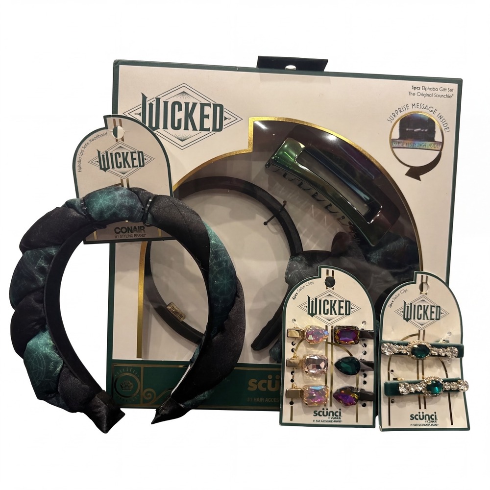 Lot Of‎ 4 Scunci by Conair WICKED Hair Accessory Elphaba Gift Set Headband Clips